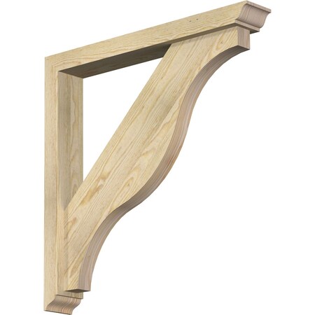 Ekena Millwork Funston Traditional Rough Sawn Bracket w/ Offset Brace, Douglas Fir, 4"W x 28"D x 28"H BKT0402X28X28FST01RDF